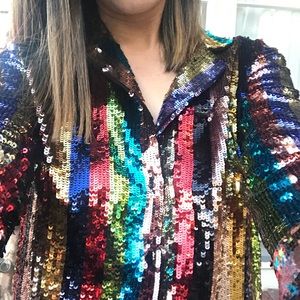 alice and olivia rainbow sequin jacket